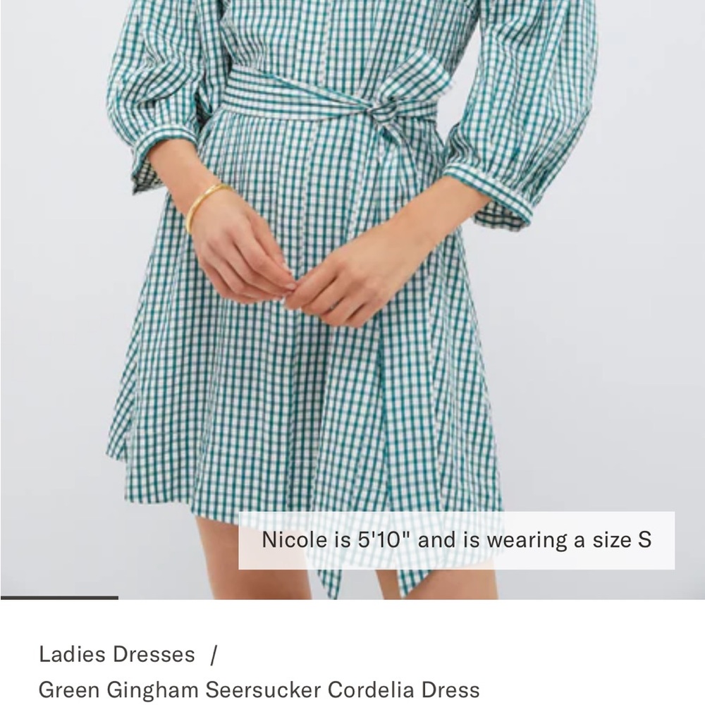 Pomander Place Green Gingham Long Sleeve Dress